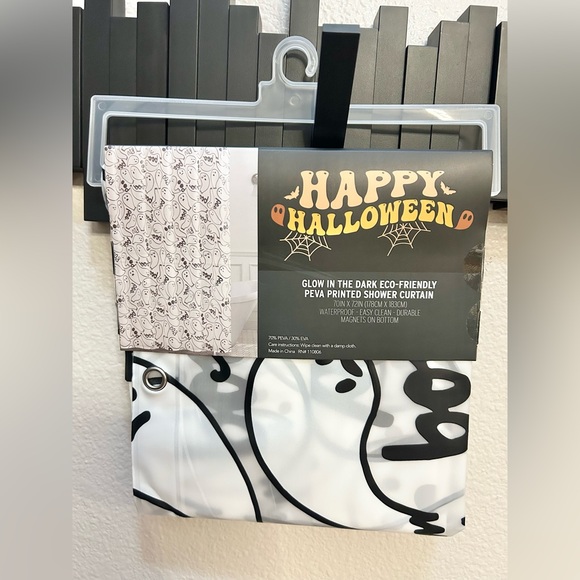 Halloween Ghost BOO Eco-Friendly Waterproof Shower Curtain - Picture 2 of 3